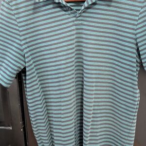 Oakley Black and Teal Striped Shirt